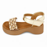 Freeplay Stone Embellished Platform Sandals with Metallic Strap & Velcro Closure
