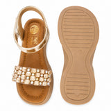 Freeplay Stone Embellished Platform Sandals with Metallic Strap & Velcro Closure