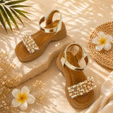 Freeplay Stone Embellished Platform Sandals with Metallic Strap & Velcro Closure