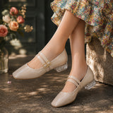 Freeplay Girls Glossy Block Heel Mary Jane with Embellished Buckle Strap