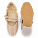 Freeplay Girls Glossy Block Heel Mary Jane with Embellished Buckle Strap