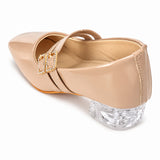 Freeplay Girls Glossy Block Heel Mary Jane with Embellished Buckle Strap