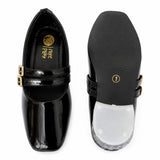 Freeplay Girls Glossy Block Heel Mary Jane with Embellished Buckle Strap