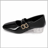 Freeplay Girls Glossy Block Heel Mary Jane with Embellished Buckle Strap