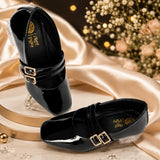 Freeplay Girls Glossy Block Heel Mary Jane with Embellished Buckle Strap