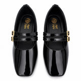 Freeplay Girls Glossy Block Heel Mary Jane with Embellished Buckle Strap