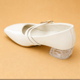 Freeplay Girls Glossy Block Heel Mary Jane with Embellished Buckle Strap