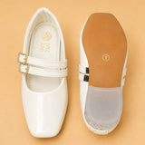 Freeplay Girls Glossy Block Heel Mary Jane with Embellished Buckle Strap