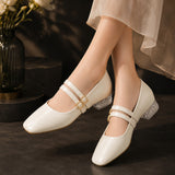 Freeplay Girls Glossy Block Heel Mary Jane with Embellished Buckle Strap