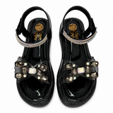 Freeplay Stone Embellished Party Wear Sandals with Transparent Strap & Velcro Closure
