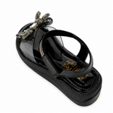 Freeplay Stone Embellished Party Wear Sandals with Transparent Strap & Velcro Closure