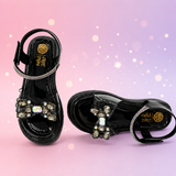 Freeplay Stone Embellished Party Wear Sandals with Transparent Strap & Velcro Closure