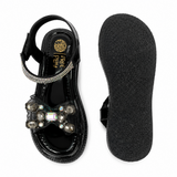 Freeplay Stone Embellished Party Wear Sandals with Transparent Strap & Velcro Closure