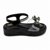 Freeplay Stone Embellished Party Wear Sandals with Transparent Strap & Velcro Closure