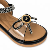 Freeplay Transparent Strap Stone Embellished Sandals With Velcro Closure