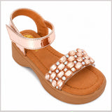 Freeplay Stone Embellished Platform Sandals with Metallic Strap & Velcro Closure