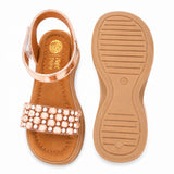 Freeplay Stone Embellished Platform Sandals with Metallic Strap & Velcro Closure