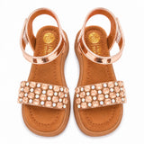 Freeplay Stone Embellished Platform Sandals with Metallic Strap & Velcro Closure