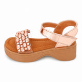 Freeplay Stone Embellished Platform Sandals with Metallic Strap & Velcro Closure
