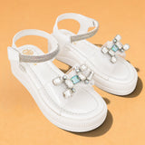 Freeplay Stone Embellished Party Wear Sandals with Transparent Strap & Velcro Closure