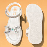 Freeplay Stone Embellished Party Wear Sandals with Transparent Strap & Velcro Closure