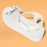 Freeplay Stone Embellished Party Wear Sandals with Transparent Strap & Velcro Closure