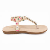 Freeplay Girls Stone Embellished Floral Print T-Strap Sandals