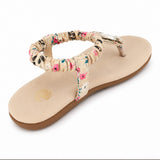 Freeplay Girls Stone Embellished Floral Print T-Strap Sandals