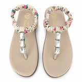 Freeplay Girls Stone Embellished Floral Print T-Strap Sandals