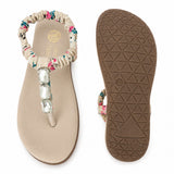 Freeplay Girls Stone Embellished Floral Print T-Strap Sandals