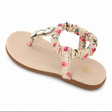 Freeplay Girls Stone Embellished Floral Print T-Strap Sandals