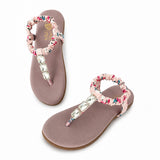 Freeplay Girls Stone Embellished Floral Print T-Strap Sandals