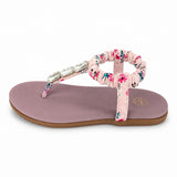 Freeplay Girls Stone Embellished Floral Print T-Strap Sandals