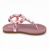 Freeplay Girls Stone Embellished Floral Print T-Strap Sandals