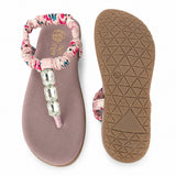 Freeplay Girls Stone Embellished Floral Print T-Strap Sandals