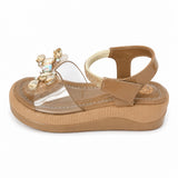 Freeplay Stone Embellished Party Wear Sandals with Transparent Strap & Velcro Closure