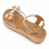 Freeplay Stone Embellished Party Wear Sandals with Transparent Strap & Velcro Closure