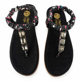 Freeplay Girls Stone Embellished Floral Print T-Strap Sandals
