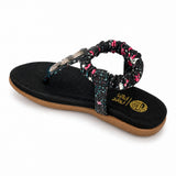 Freeplay Girls Stone Embellished Floral Print T-Strap Sandals