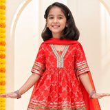 Freeplay Bandej Print Cotton Kurta & Sharara Set with Gota Patti Trim