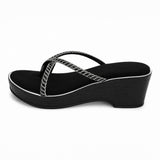Freeplay Rhinestone Embellished Wedge Heel with Slip-On Closure