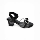 Freeplay Party Wear Block Heel Sandals With Transparent Strap, Bow Embellishment & Elastic Back Strap