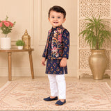 Freeplay Full Sleeves Floral Printed Kurta & Jacket with Pyjama Set & Button Closure
