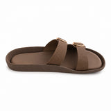 Freeplay Textured Double-Strap with Buckle Embellishment Slide Sandals