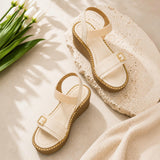 Freeplay Buckle-Embellished Elastic Slingback Wedge Heel Sandals
