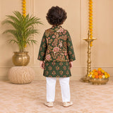 Freeplay Full Sleeves Floral Printed Kurta & Jacket with Pyjama Set & Button Closure