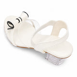 Freeplay Party Wear Block Heel Sandals With Transparent Strap, Bow Embellishment & Elastic Back Strap