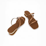 Freeplay Girls Metallic Strappy Slip-On Flats with Square Toe