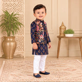 Freeplay Full Sleeves Floral Printed Kurta & Jacket with Pyjama Set & Button Closure