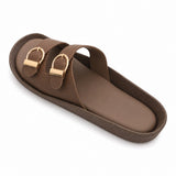 Freeplay Textured Double-Strap with Buckle Embellishment Slide Sandals
